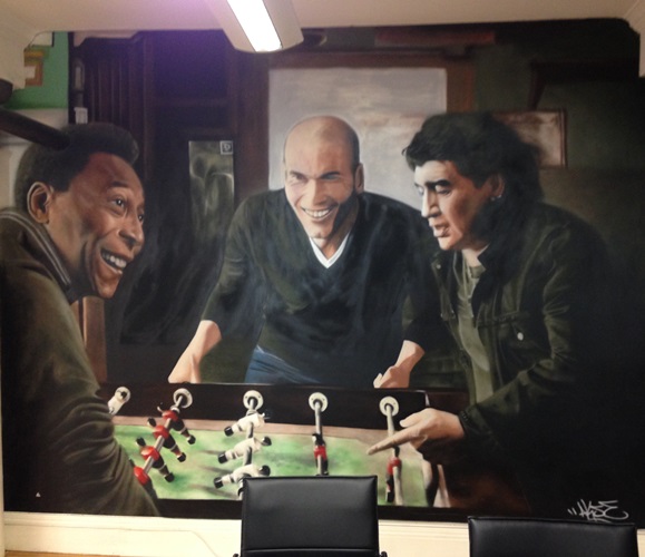 Going to work with Pele, Maradona and Zidane: Street artist transforms  Northern Quarter office with mural - Mancunian Matters