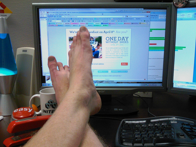 Working barefoot sale