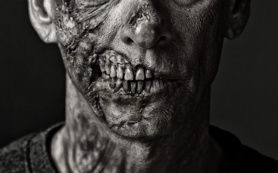 Zombie face up close.