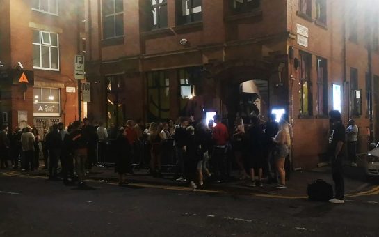 People queuing to enter YES nightclub in Manchester