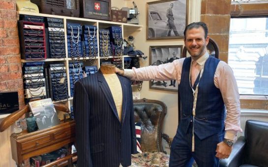 Michael Pendlebury inside his tailoring house