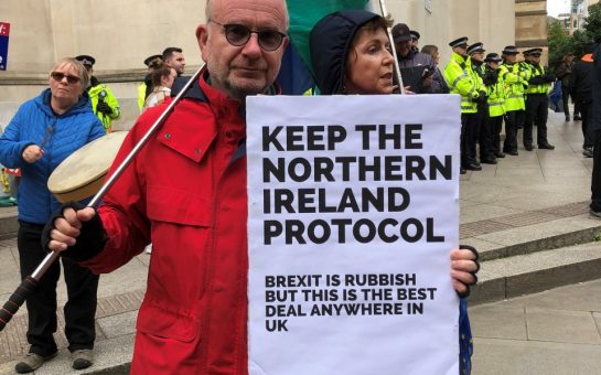 Protesters have hit out at the Conservative Party in Manchester