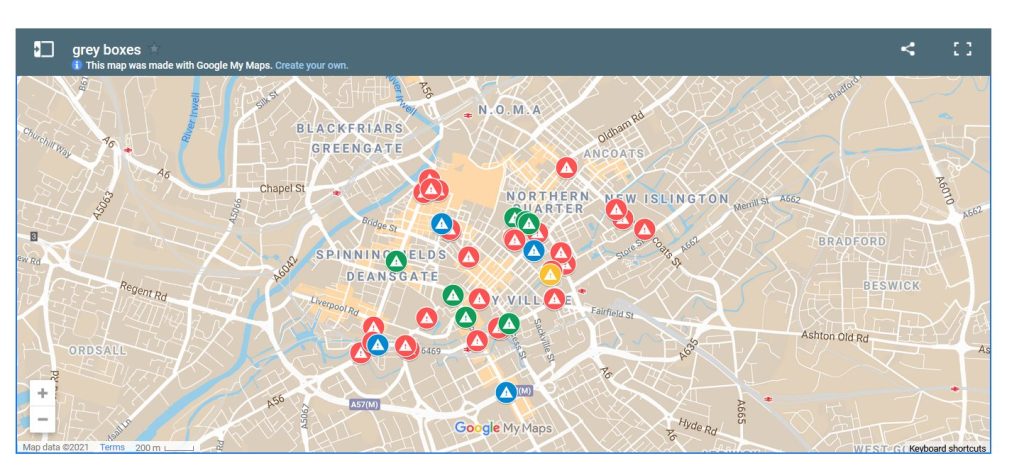 Screenshot of map of grey boxes.