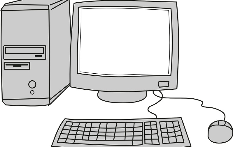 computer monitor keyboard and desktop