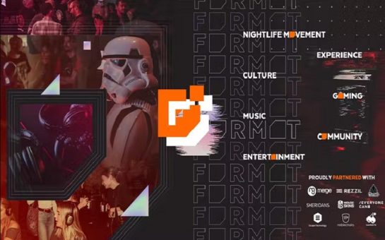 Format 2022 launch party graphic displaying the logo, a Stormtrooper, and text mentioning 'nightlife movement', 'experience', 'culture' etc and listing some of the partners.