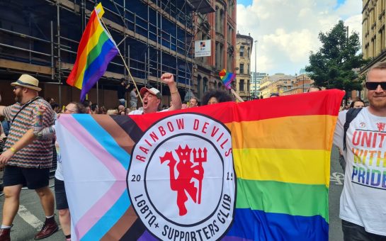 Man United LGBT supporters group Rainbow Devils at Manchester Pride