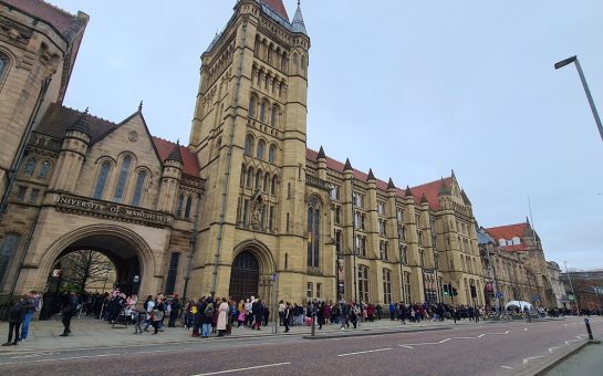 Queue outside University of Manchester