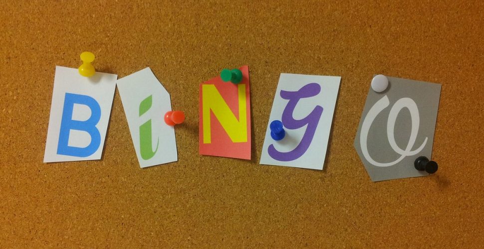 BINGO written out in cut out letters