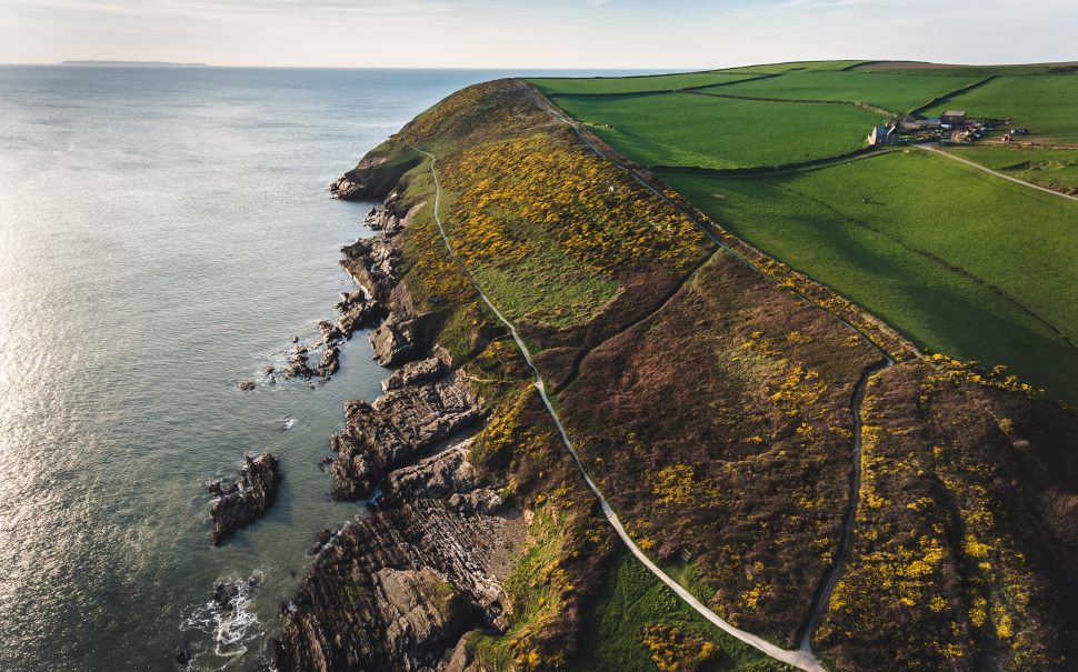 Overhead shot of the English coast