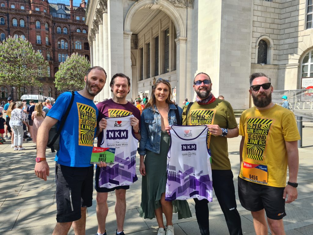 Mr Wilson's Second Liners and Fiona Moss before the Great Manchester Run