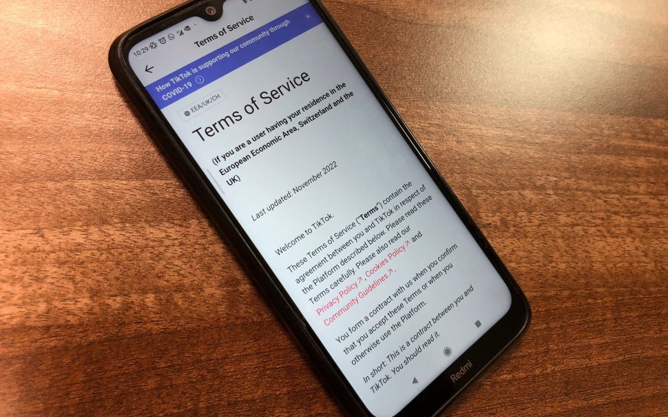 TikTok's terms of service