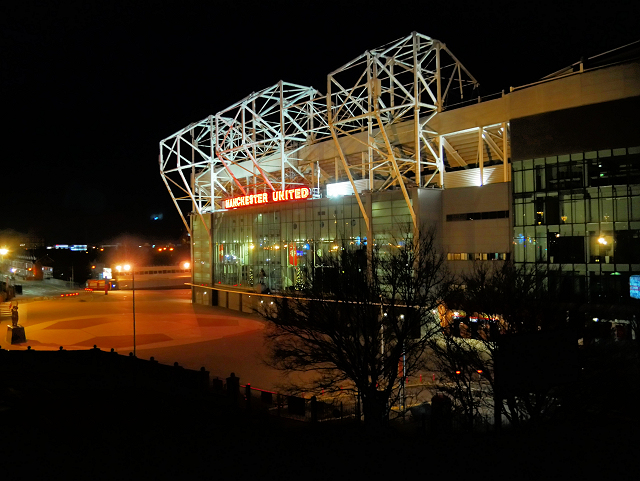 old trafford at night