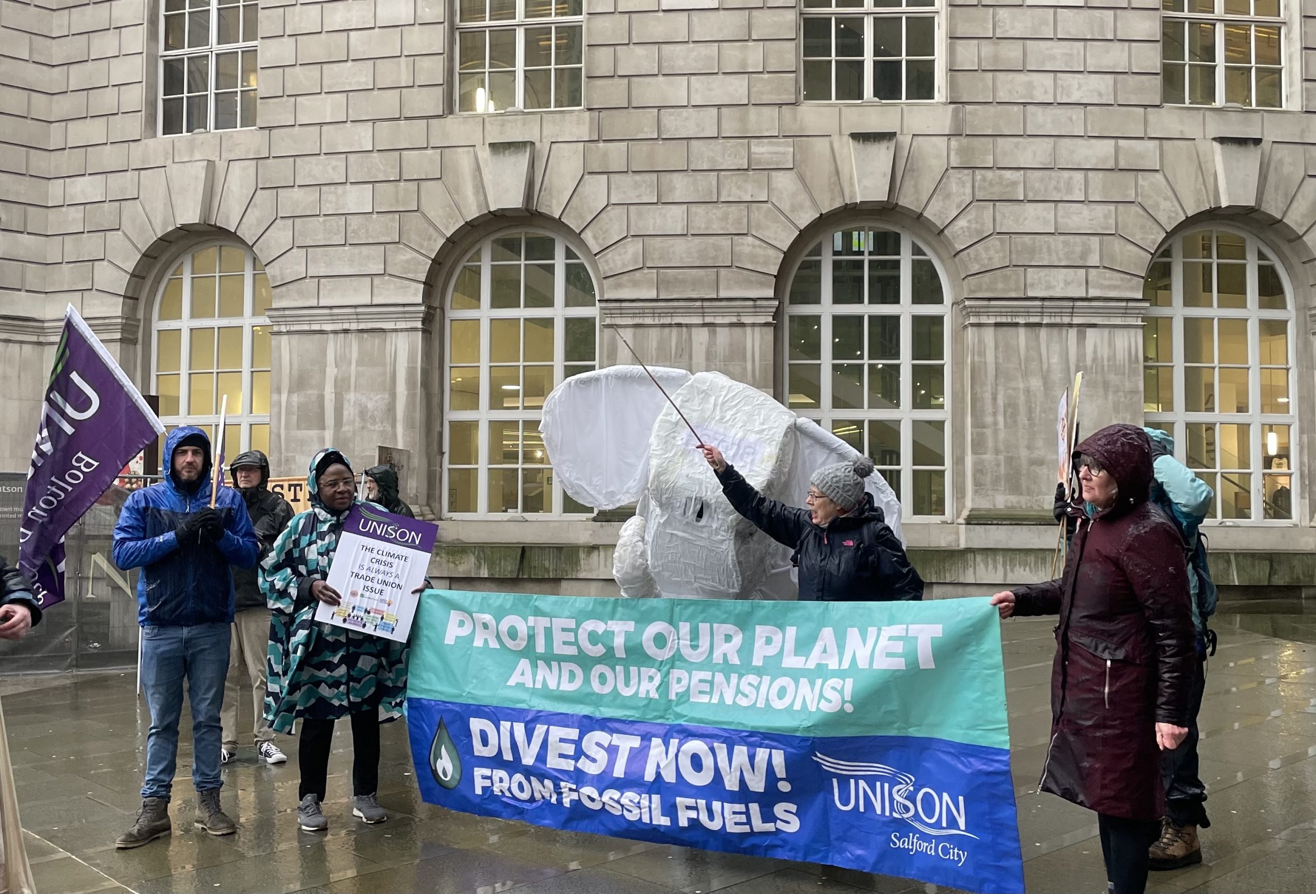 Environment Protest Manchester 'Elephant' takes to Manchester streets to protest against climate ...
