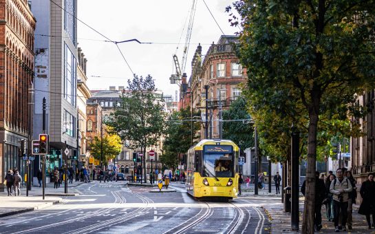 Manchester City picture with tram