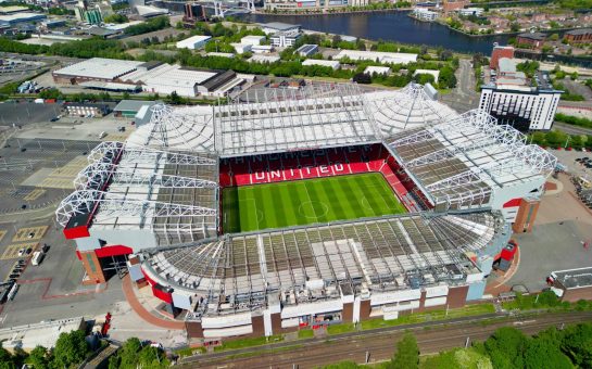 Aerial View of the Old Trafford Manchester United Football Stadium