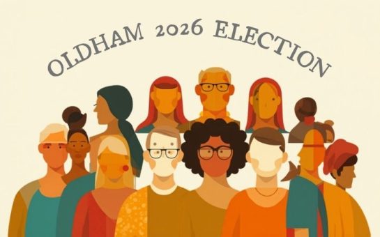 Community cartoon with the words OLDHAM 2026 ELECTION.