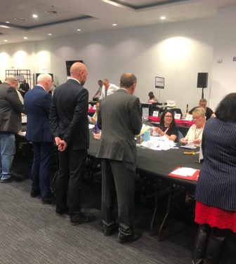 People counting the ballots for the Salford Local Election in Eccles